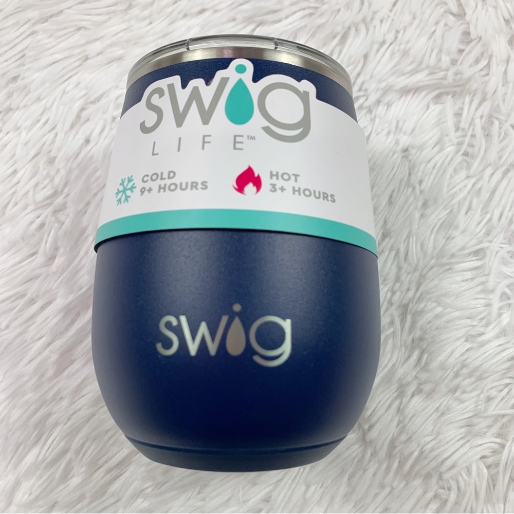 Swig navy blue insulated Stemless Wine Cup (12oz)